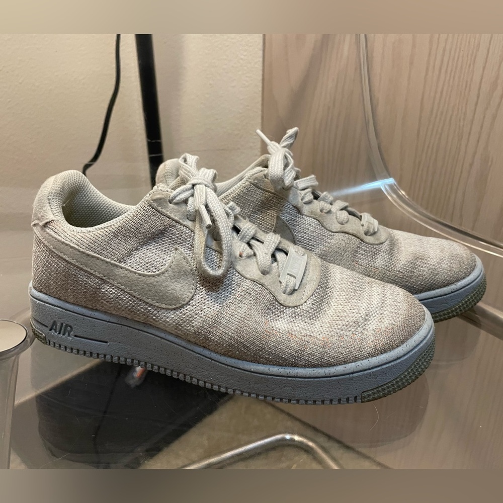 Light blue and White Nike Flyknit Air Force 1 Youth size